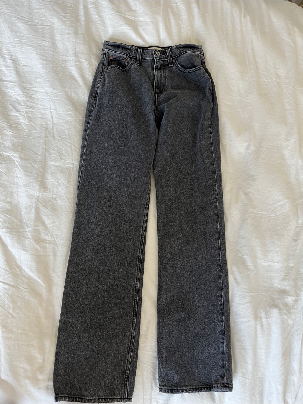 Abercrombie and Fitch Curve Love Baggy Low Rise Jeans Gray Wash NEVER WORN